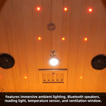 Gollense Outdoor Infrared Sauna 2-Person, Modern Design Canadian Hemlock and Black Aluminum Waterproof System, Wi-Fi Control, Full-Spectrum Infrared Panels, Ambient Light Strip, Speakers, 0-149 °F