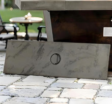 Rectangle Gas Fire Pit Table Outdoor Propane Patio Heater with Cement Texture Surface, 50000 BTU Electronic Ignition Fireplace, Metal Burner Cover, Volcanic Rock, Garden Deck Use