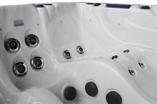 Luxuria Spas Sensation 4-Person 73-Jet Hot Tub with Double Lounge and Touch Screen Silver Marble/Mocha