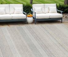 HomeRoots 10' x 14' Ivory Striped Washable Non-Skid Indoor Outdoor Area Rug Ivory