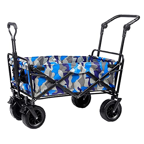 5sssallefaa Folding Camping Cart 4-Wheeled Utility Wagon Garden Trolley 100kg Load-Bearing