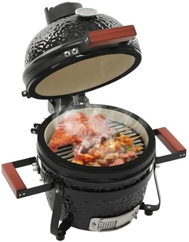 Ceramic Charcoal Grill 12.6 Inch,Outdoor Smoker and Barbecue