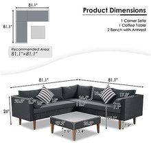 YWMLFZ 4-Pieces Outdoor Wicker Sofa Set, Patio Furniture L-Shape, Cushions and Black Rattan