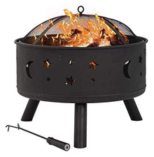 KOMFGT Fire Pits Outdoor Wood Burning Bowl, 24 Inches Diameter Wood Burning Steel Fire Patio & Backyard Firepit