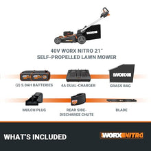 Worx Cordless Lawn Mower, 40V 21" 3-in-1 Grass Mower for 1/2 Acre, WG760