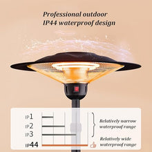 Outdoor Patio Heaters, Electric Portable Standing Heater with Base, Adjustable Height, 3-speed Adjustment, IP44 Waterproof, for Balcony Courtyard Gazebo Garage