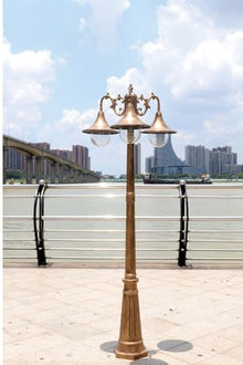 CUTPOIY 3-Lights Pillar Lamp Outside Pole Lantern Rainproof Fence Post Lighting for Backyard Garden (Bronze-99.21)