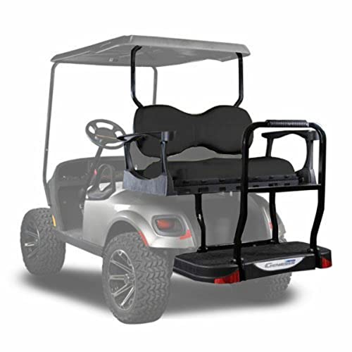 MADJAX Genesis 250 Steel Golf Cart Rear Flip Seat Kit for EZGO TXT | Deluxe Cushions Black