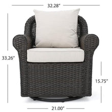 Afuera Living Outdoor Dark Brown Wicker Swivel Rocking Chair Set of 4 with Beige Cushions Brown