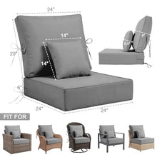 24 x 24 x 6 inch Outdoor Chair Cushions Set of 6, Patio Chair Cushions with Removable Cover and Straps, Fade & Water Resistant Outdoor Cushions for Patio Furniture, Fit Couch, Sofa, Wicker Chair, Gray