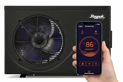 Raypak Crosswind 40i 33,000BTU Electric Swimming Pool Heat Pump Heater, 208/230V Hard Wired Inverter Technology, WiFi, Above Ground & In Ground Pool and spa Heater and Chiller, 9000 Gallon, Heat Cool