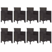 LKJVFCPW 9 Piece Garden Dining Set, Brown Outdoor Patio Furniture, Rectangular Table and 8 Comfortable Chairs for Backyard, Terrace, and Lawn Seating