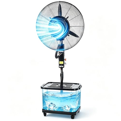 MARIYCH High-Velocity Industrial Misting Fan, 3-Speed Heavy Duty with Aluminum Blades and Adjustable Height, for Commercial, Warehouse, and Garage(Diameter 71cm)