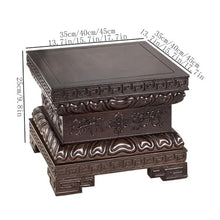 LUYOUBOZHU Vase Stand Square Ebony Bonsai Tall Base with Carving, Home Vase Fishbowl Display Stand(Large)
