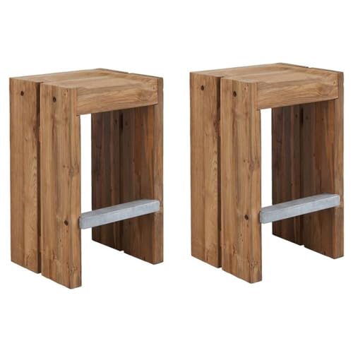 Seasonal Living Perpetual Solo 28" Wood/Steel Bar Stool Set of 2 Brown