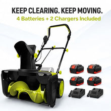 40V Cordless Snow Blower, 4 Batteries and 2 Chargers Included