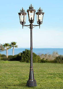 Casa Marseille 100" High Veranda Bronze Outdoor 3-Arm Post Light Fixture