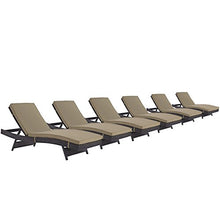 Modway Convene Wicker Rattan Outdoor Patio Chaise Lounge Chairs Set of 6 Mocha