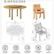 Amazonia Powell 7-Piece Wood Patio Dining Set Round Table with Lazy Susan Light Brown - Teak Finish