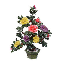 YXIANG56Q Fake Plants Chinese Style Antique Jade Bonsai Natural Jade Peony Flower Tree Creative Decoration Artificial Bonsai Tree Home Indoor Decoration Bonsai Tree
