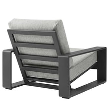 Modway Lirienne Aluminum Set of 2 Outdoor Armchairs in Light Gray – All-Weather Backyard Patio Accent Chairs with Weather-Resistant Fabric Cushions
