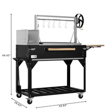 KoolMore 72 in. Charcoal and Wood BBQ Grill, Santa Maria Argentine Style Grill with Adjustable Grate, Heavy Duty, in Black