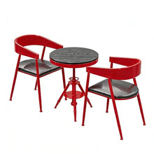 JOSOGO Retro Industrial Bistro Table and Chair Set, Height-Adjustable Round, Metal Frame Chairs for Small Patio Balcony Kitchen Nook(A)