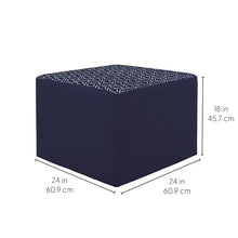 FDP 24" Square Oversized Outdoor Ottoman Featuring Sunbrella Two-Tone - Weather-Resistant, Fade-Resistant, Fully Assembled Patio Furniture for Backyard or Poolside Seating, 18" H - Indigo/Navy