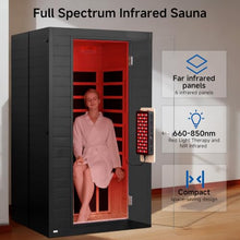 RESTISLAND Home Infrared Sauna with Red Light Therapy, 1-2 Person, Black