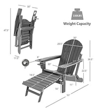 ONMYJFD Grey Patio Folding Chair All Weather Pull Out Ottoman