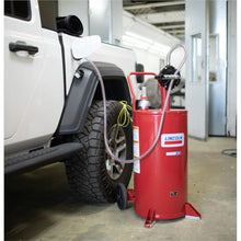 Lincoln 3675 25 Gallon Steel Fuel Caddy with 2-Way Rotary Pump, 7' Wire-Reinforced Hose, Internal Volume-Level Sight Gauge, Fire-Screened Vent Cap, Anti-Spark Aluminum Skid Pads