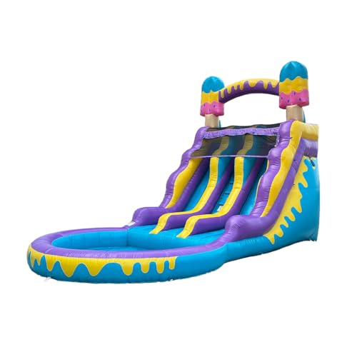 POP JUMP 16ft Ice Pop Inflatable Wet Dry Dual Slide with Pool & Blower