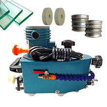 800W Portable Small Glass Edger，Electric Glass Edging Machine ，Stainless Steel，8000 rpm，W/2Diamond Wheels and Two Polishing Wheels 220-Blue