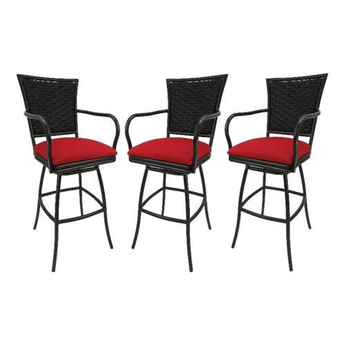 Set of 3 - Outdoor Indoor Extra Tall 34" Bar Stool - Erin on Black Frame