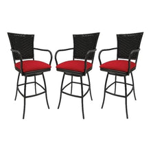 Set of 3 - Outdoor Indoor Extra Tall 34" Bar Stool - Erin on Black Frame
