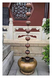 LZPHGB Rain Chain, 2.6M Rain Chains for Gutters for Heavy Pure Copper Catcher Chain for Downspouts Temple Scenic Water Diversion House and Garden Decor for Exterior Gutters,E 2.6m