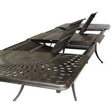 Patio Land Nassau Outdoor Cast Aluminum Powder Coated 11-Piece Dining Set with Extendable 132in Rectangular Dining Table (Olefin Walnut Cushions)