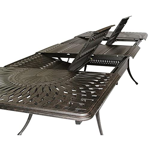 Patio Land Santa Clara Outdoor Cast Aluminum Powder Coated Extendable 132in Rectangular Dining Table - Antique Bronze