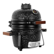 13-Inch Round Ceramic Smoker Grill, Tabletop Outdoor BBQ Braiser for Pizza & Grilling