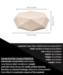 eldimer no.103 GFRC Concrete Coffee Table 35.4” - Handcrafted Round Modern Architectural Table, Weather Resistant, Indoor & Outdoor, 125 lbs Solid Cement Construction for Patio or Living Room