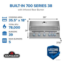 Napoleon Built-In 700 Series 38" Natural Gas Grill with Infrared Rear