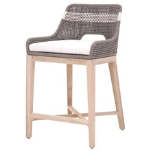 Home Square 2 Piece Outdoor Counter Stool Set in Dove Rope and Gray Teak