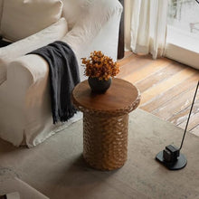 ENGENDER Couch Side Table B& Hotel Solid Wood Sofa Side Table Living Room Hammered Small Coffee Narrow End(B)
