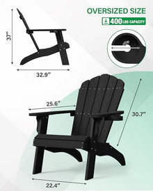 YEFU Oversized Adirondack Chair Set of 4 with Cup-Holder - Black