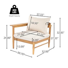 Christopher Knight Home Terassi Acacia Wood Outdoor 4 Seater Sofa with Cushion, Solid Wood Patio Sofa with Removable Cushion, Outdoor Modular Sofa Couch for Patio Furniture Set, Beige+Light Teak