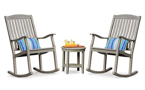 Cambridge Casual Superior Indonesian Arie Rocking Chair Chat Set Weathered Gray