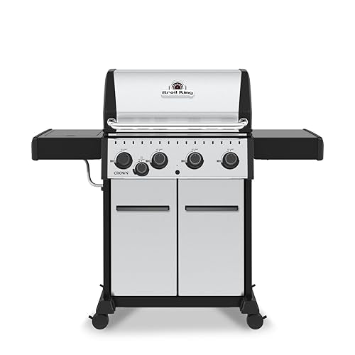 Broil King 865364 Crown S 440 4-Burner Propane Gas Grill in Stainless Steel with Side Burner