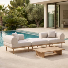Outdoor Escape Brown Fabric 3-Piece Outdoor Modular Sofa Set with Cushions, Contemporary Style, Comfortable Arm and Back Height, Durable Outdoor Upholstery