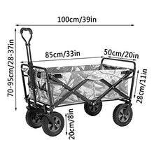 Outdoor Folding Utility Wagon 4 Wheeled Folding Camping Cart, Utility Garden Trolley, Portable Outdoor Handcart with Brake, for Beach Picnic, Load-Bearing 100KG / 220lbs (Style 2)