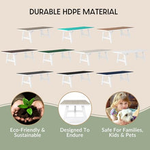 WestinTrends Cape May 90" HDPE Rectangle Outdoor Patio Dining Table with Umbrella Hole and Metal Frame, Sand